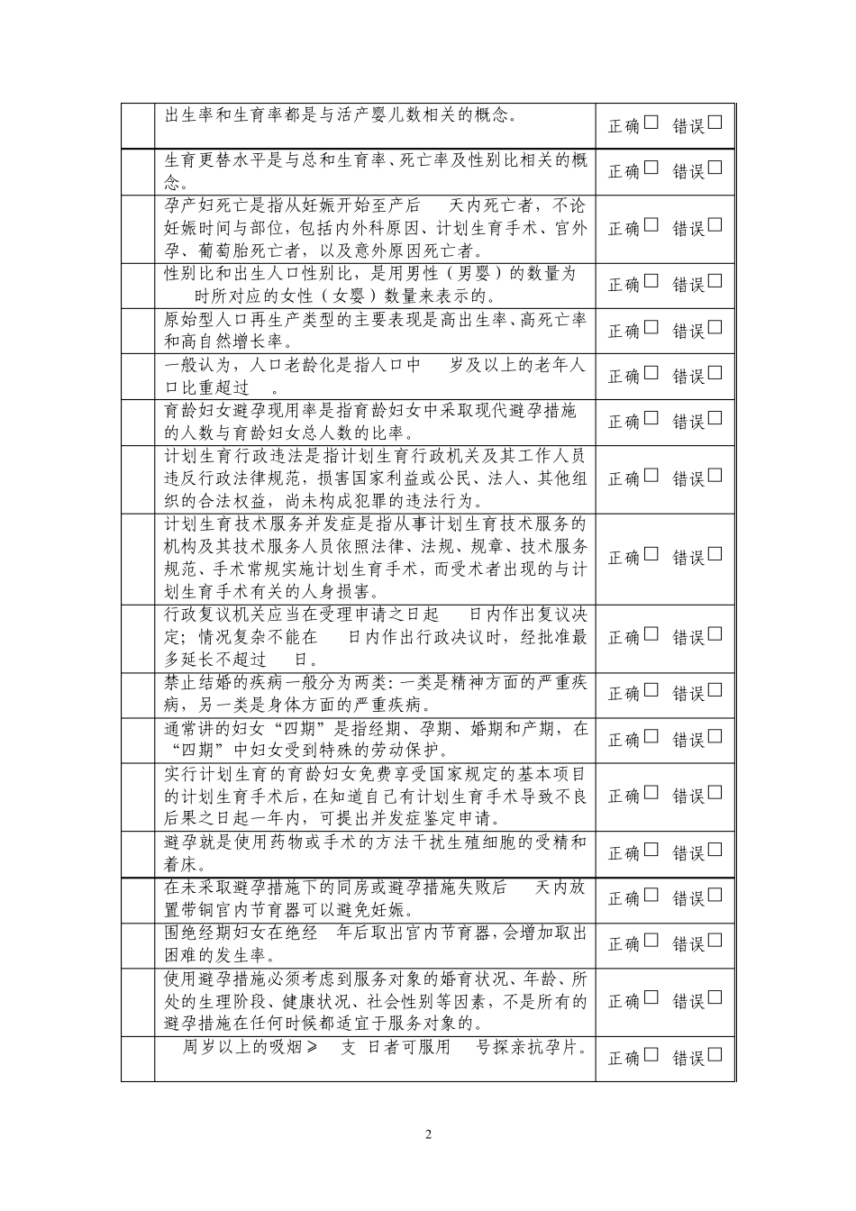 生殖健康咨询员理论知识考试试题_第2页