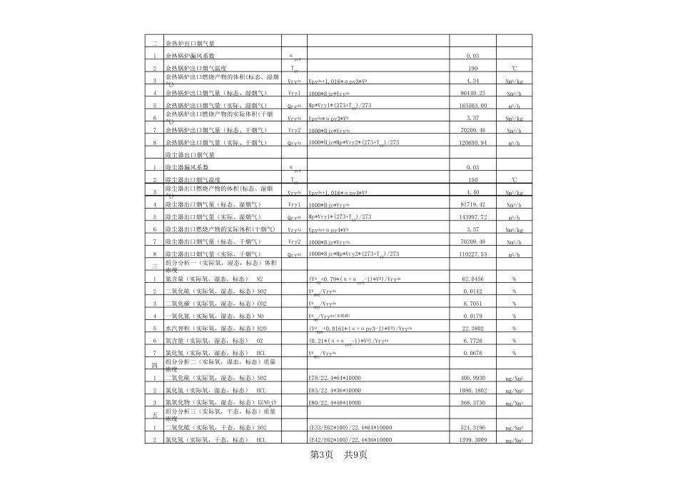 生活垃圾焚烧发电厂燃烧和汽水系统平衡计算与工程计算表_第3页