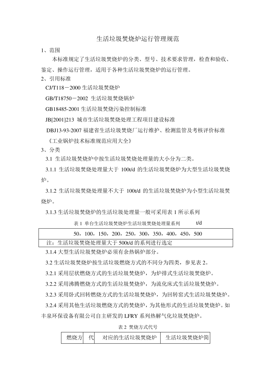 生活垃圾焚烧炉运行管理规范_第1页