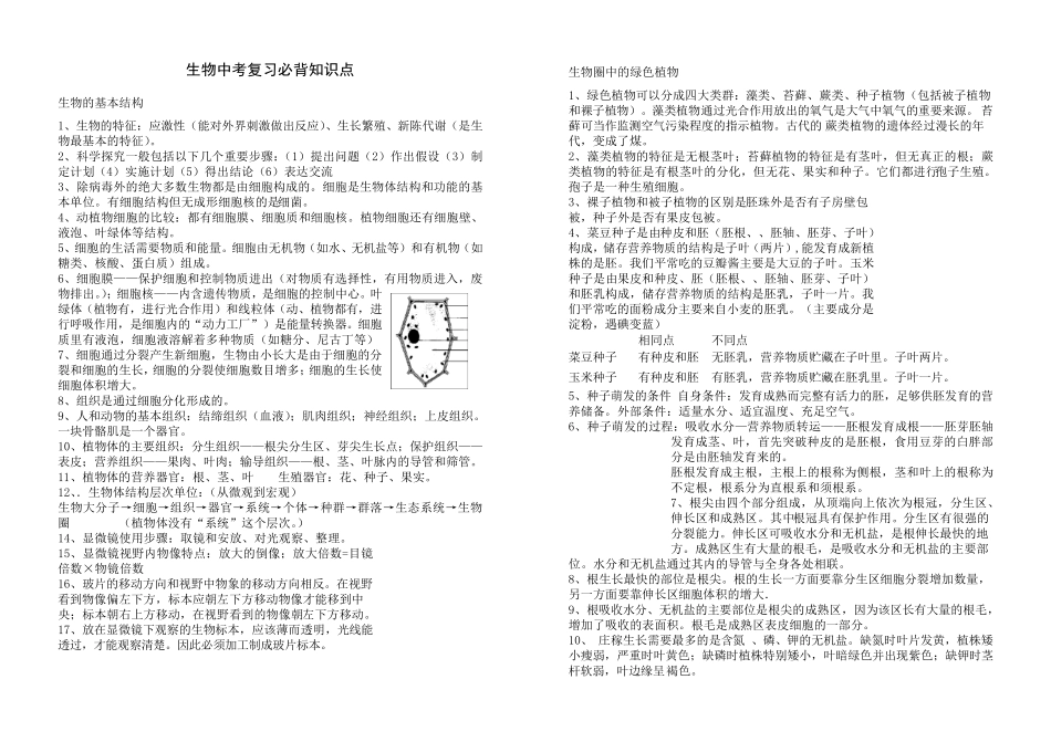 生物中考复习必背知识点全部_第1页