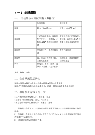 生物必修一知识体系(文字图示)