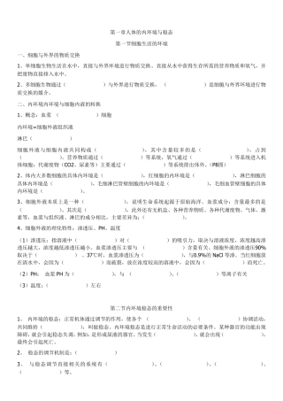 生物必修三知识点填空附答案