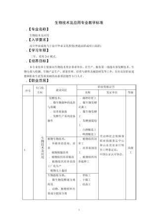 生物技术及应用专业教学标准