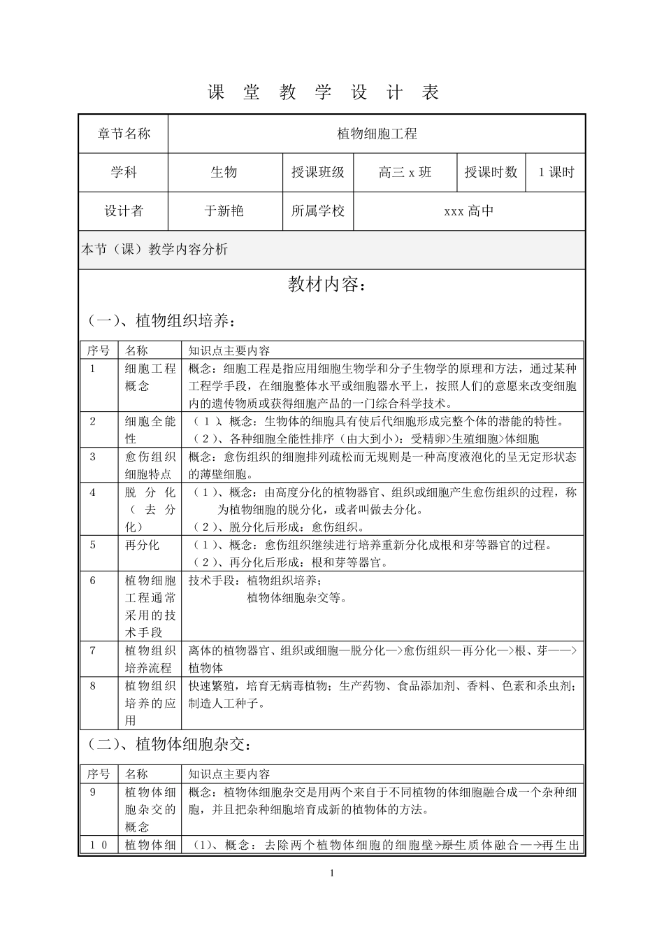 生物教学设计(李龙教学设计模版)_第1页