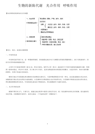 生物的新陈代谢光合作用呼吸作用