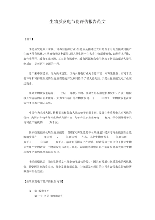 生物质发电节能评估报告范文