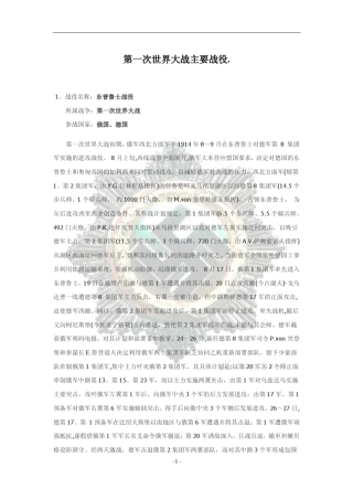 第一次世界大战主要战役来源