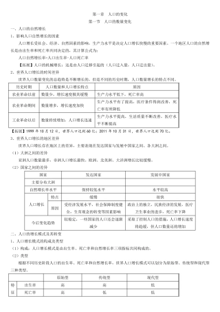 第一章__人口的变化知识点总结