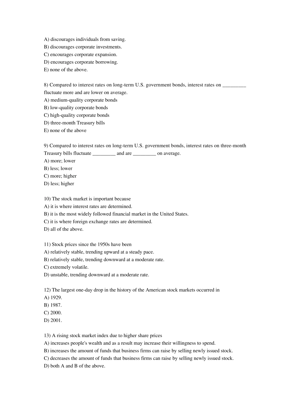 第一章为何学习金融市场与机构(英文习题及答案)_第2页