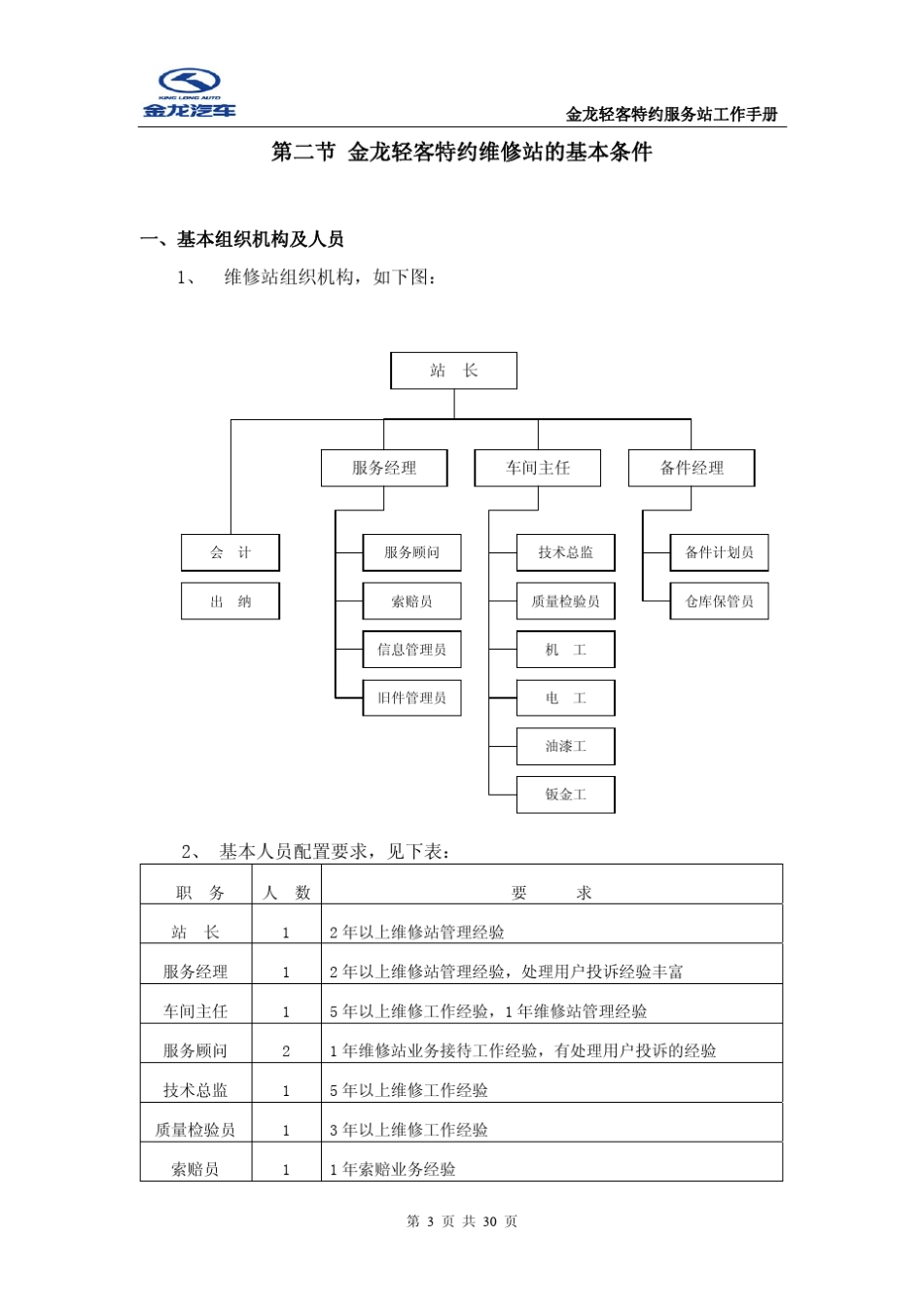 第一章金龙轻客特约维修站审批管理规定金龙客车_第3页