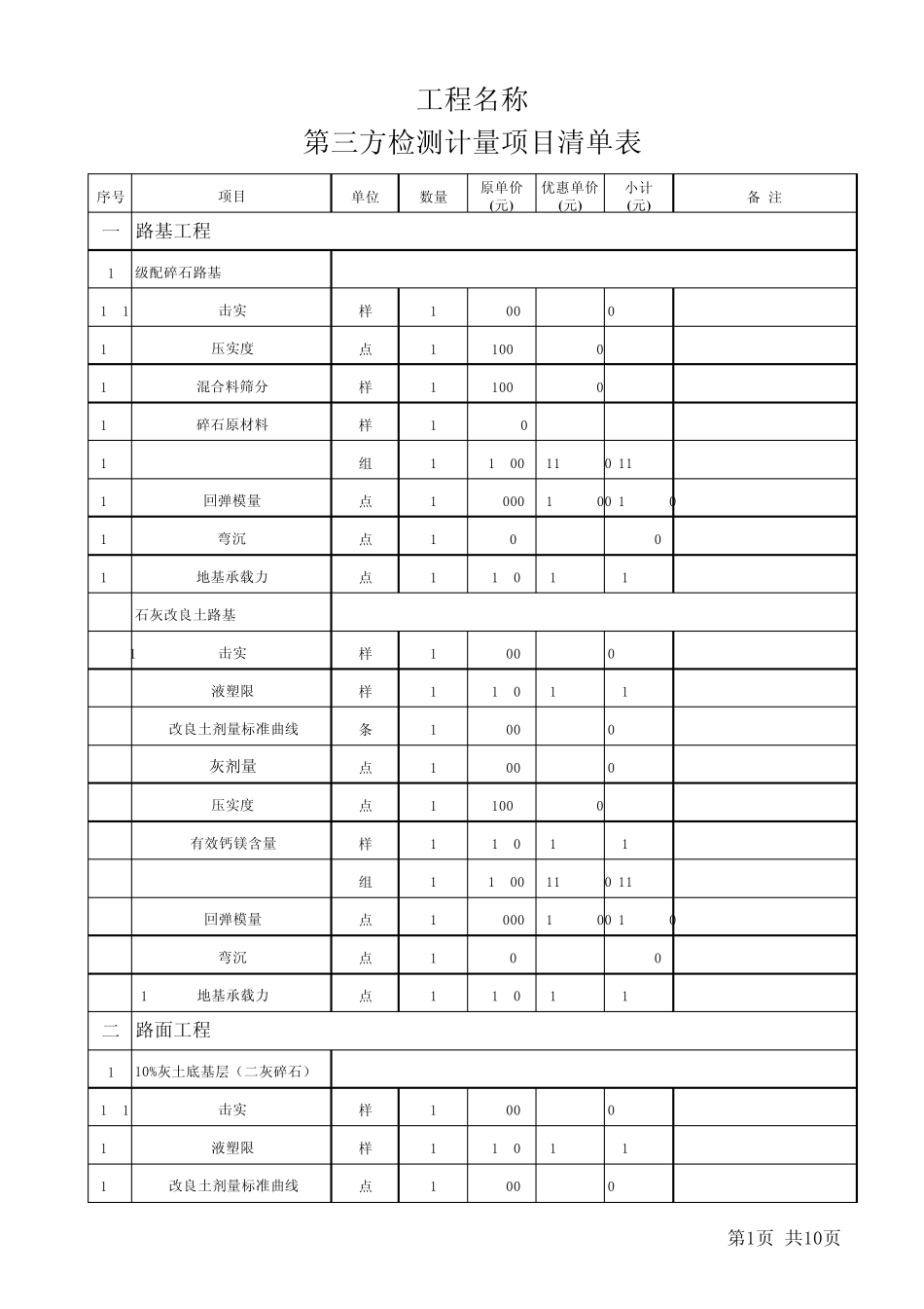 第三方检测项目费用一览表_第1页