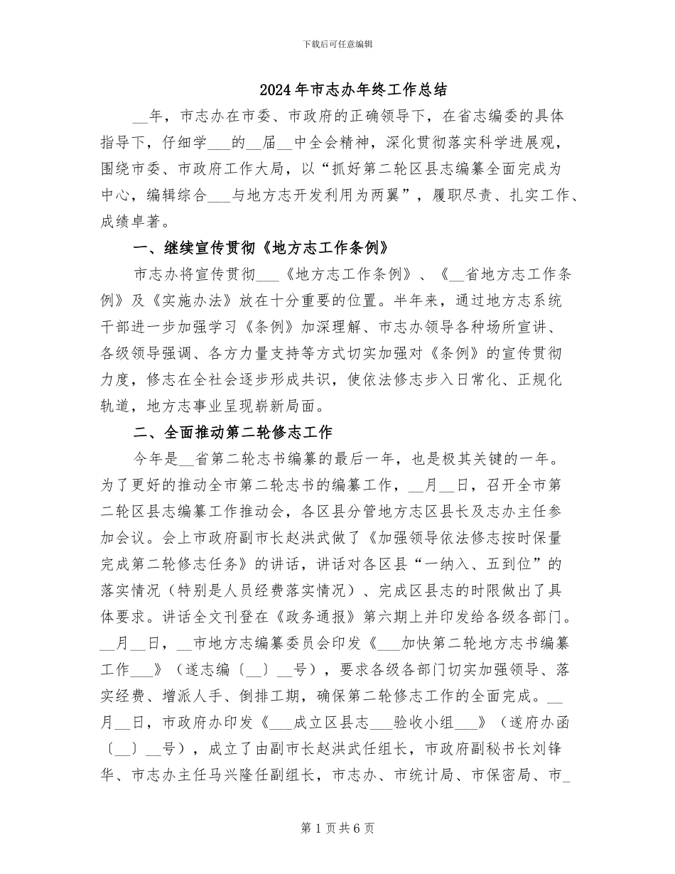 2024年市志办年终工作总结_第1页
