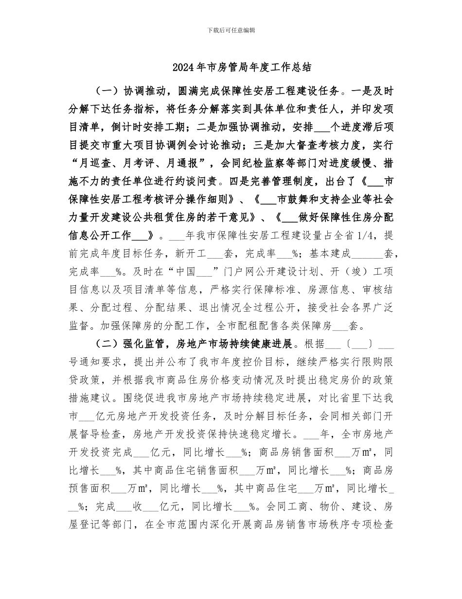 2024年市房管局年度工作总结_第1页