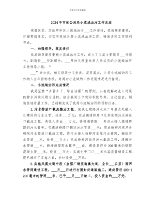 2024年市政公用局小流域治污工作总结