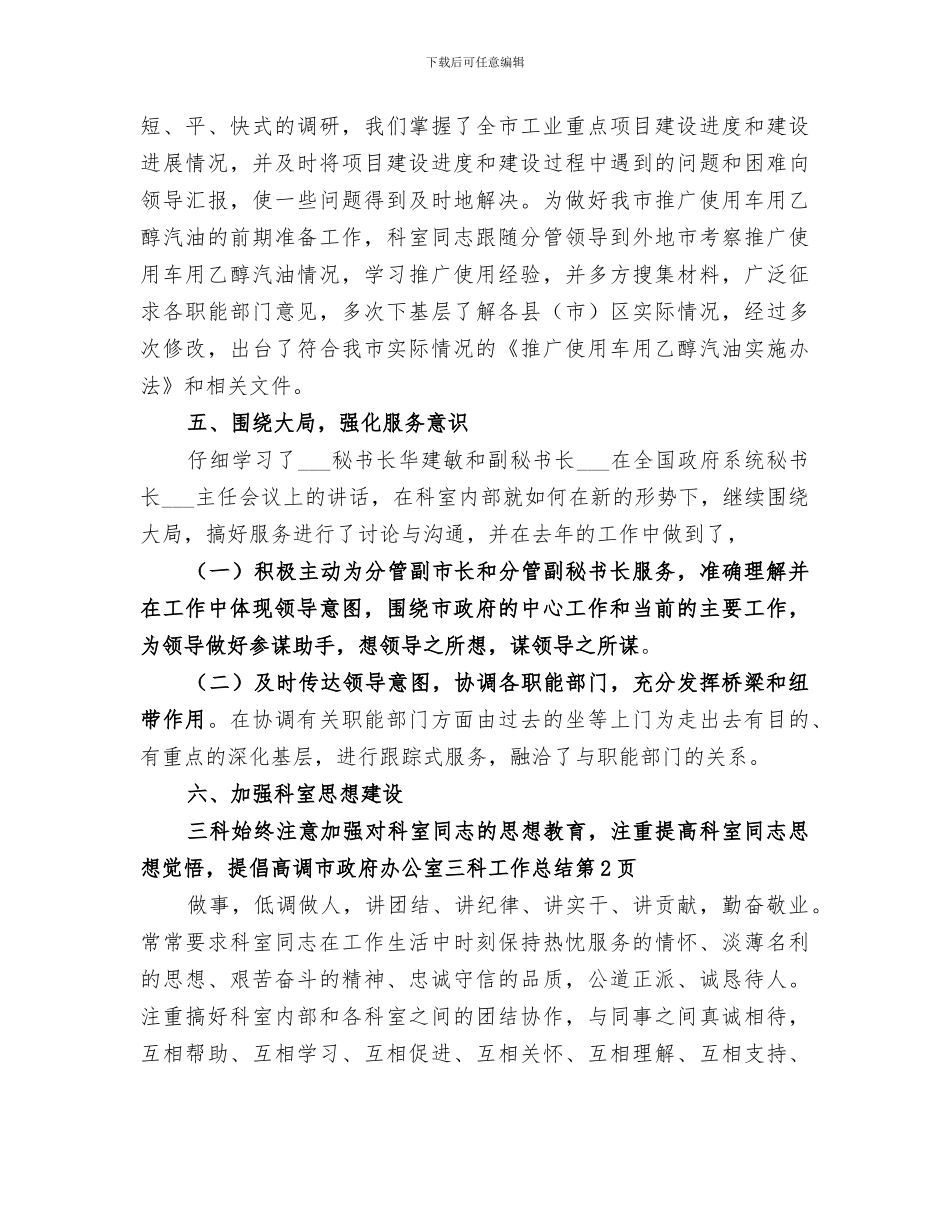 2024年市政府办公室三科工作总结_第3页