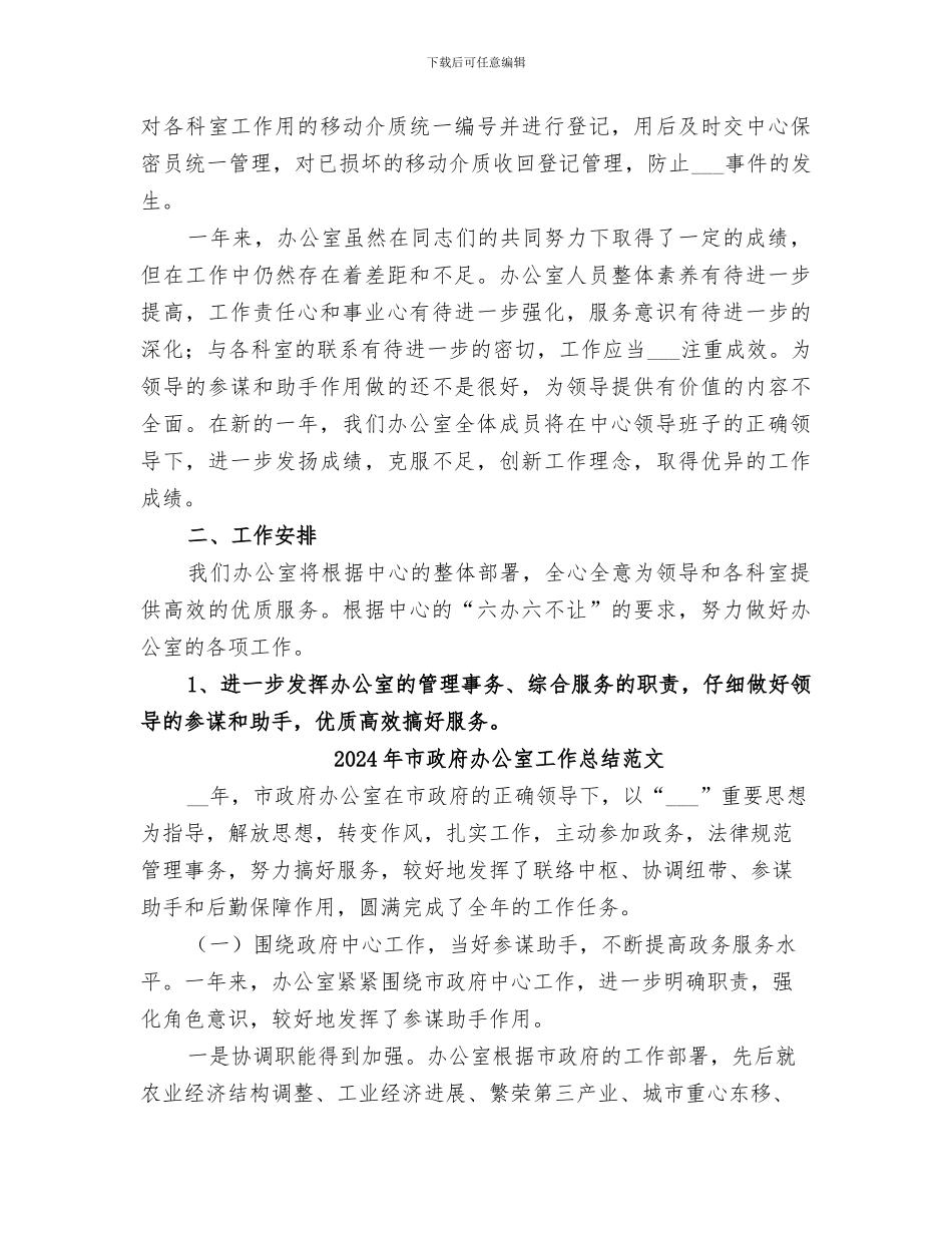 2024年市政府办公室工作总结和工作设想_第3页