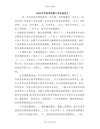 2024年市政府采购工作总结范文