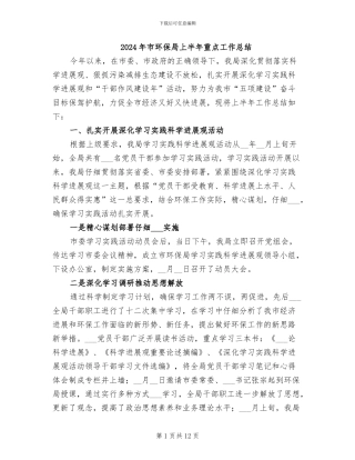 2024年市环保局上半年重点工作总结