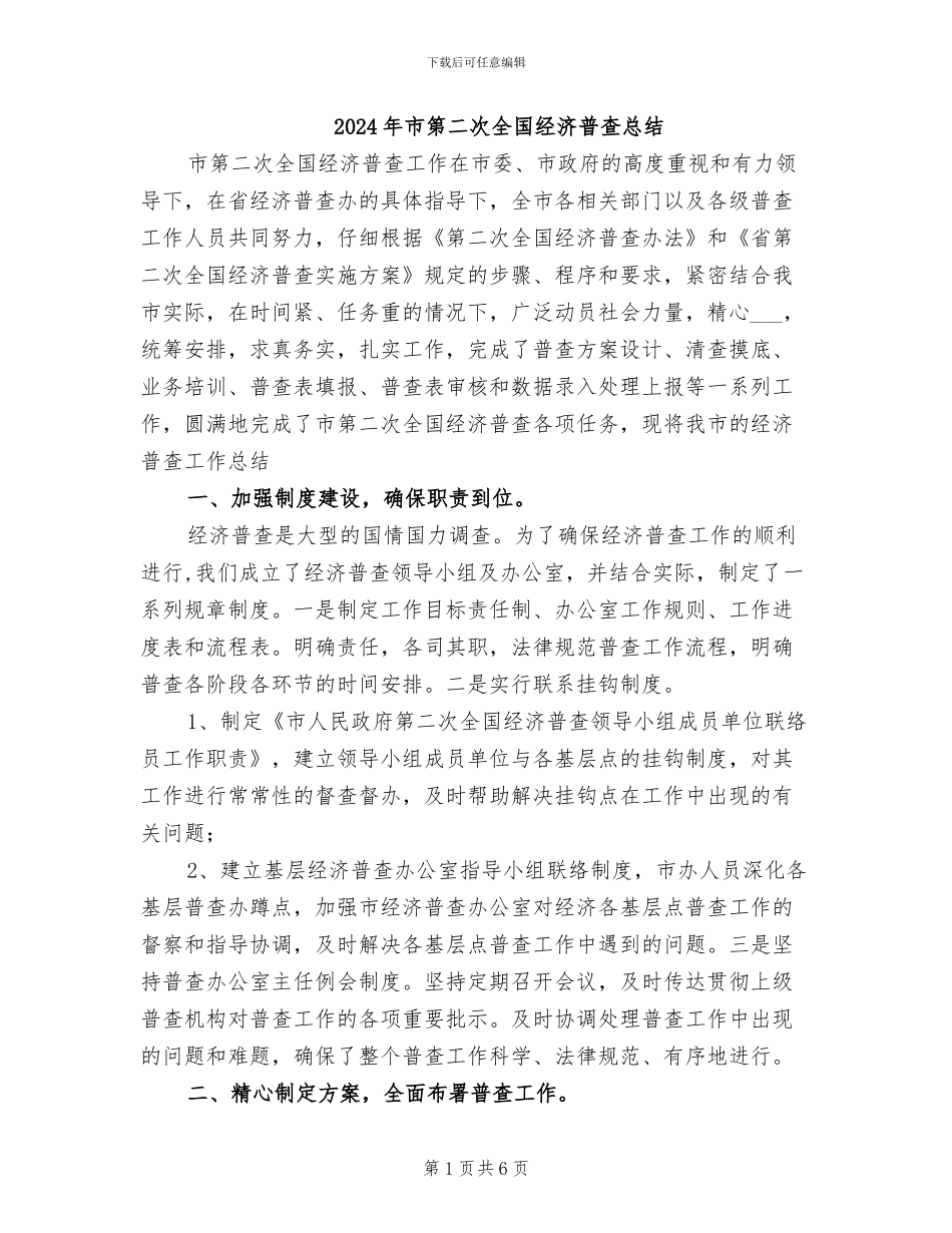 2024年市第二次全国经济普查总结_第1页