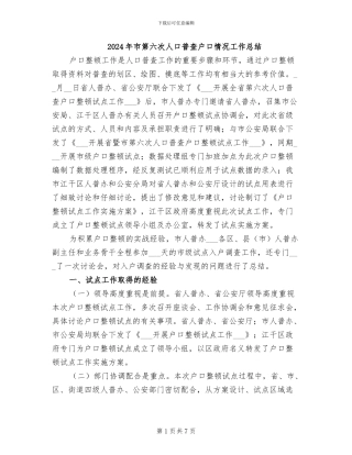 2024年市第六次人口普查户口情况工作总结