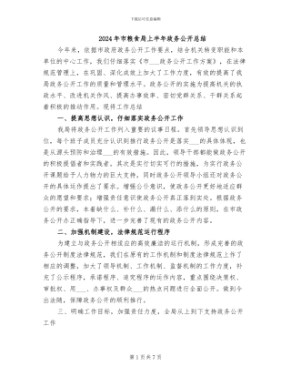2024年市粮食局上半年政务公开总结