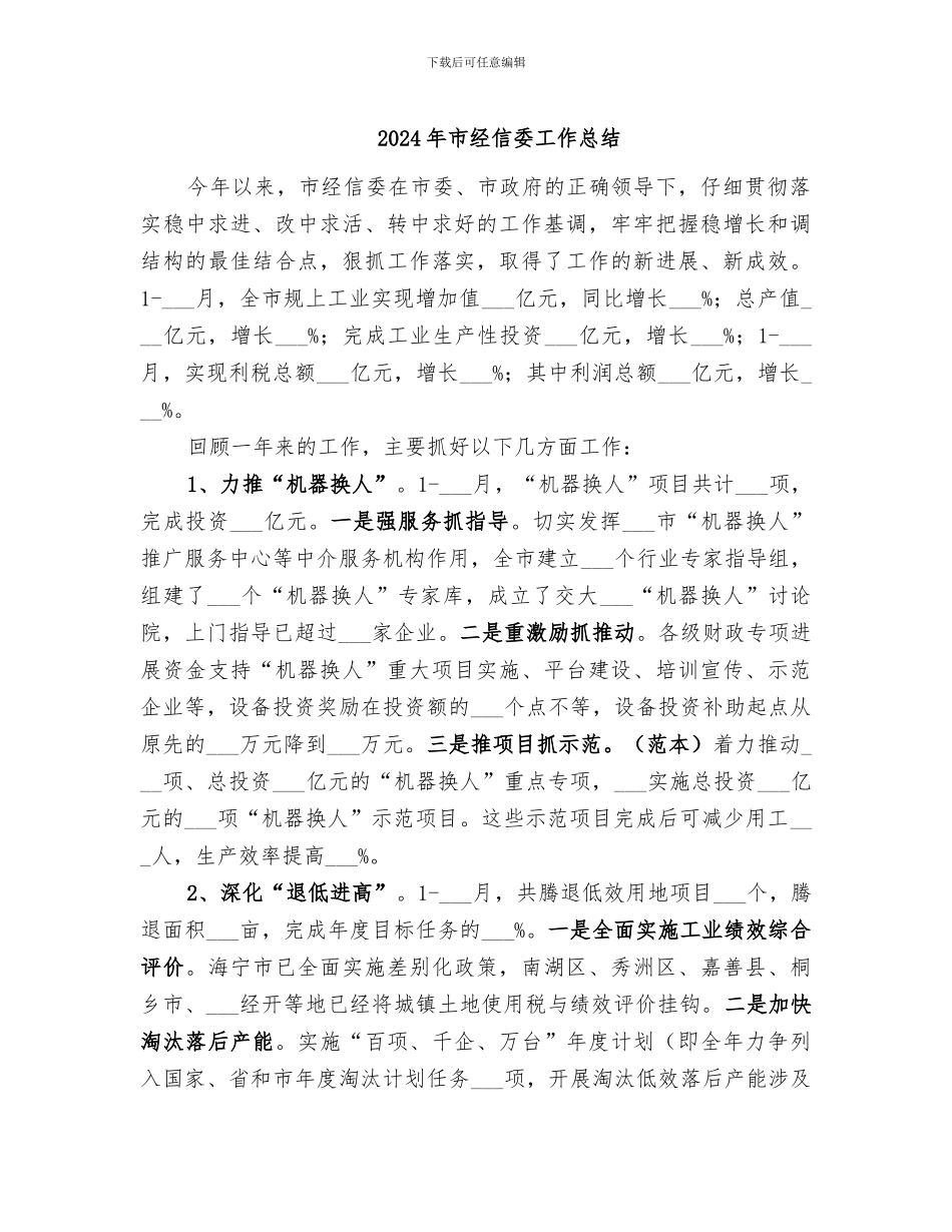 2024年市经信委工作总结_第1页