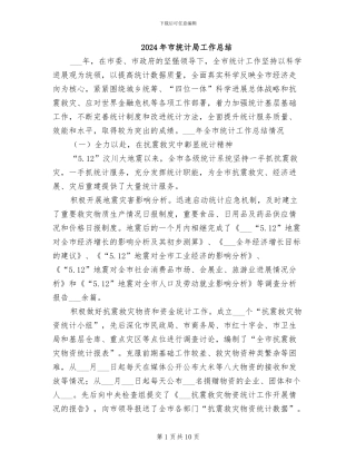 2024年市统计局工作总结