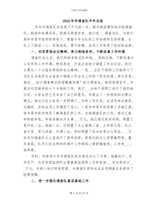2024年市调查队半年总结