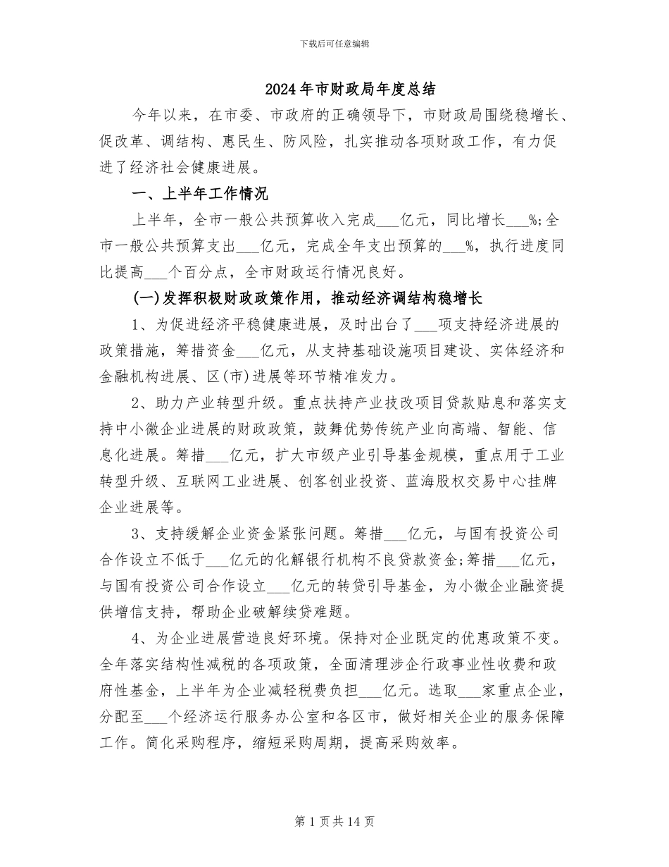 2024年市财政局年度总结_第1页