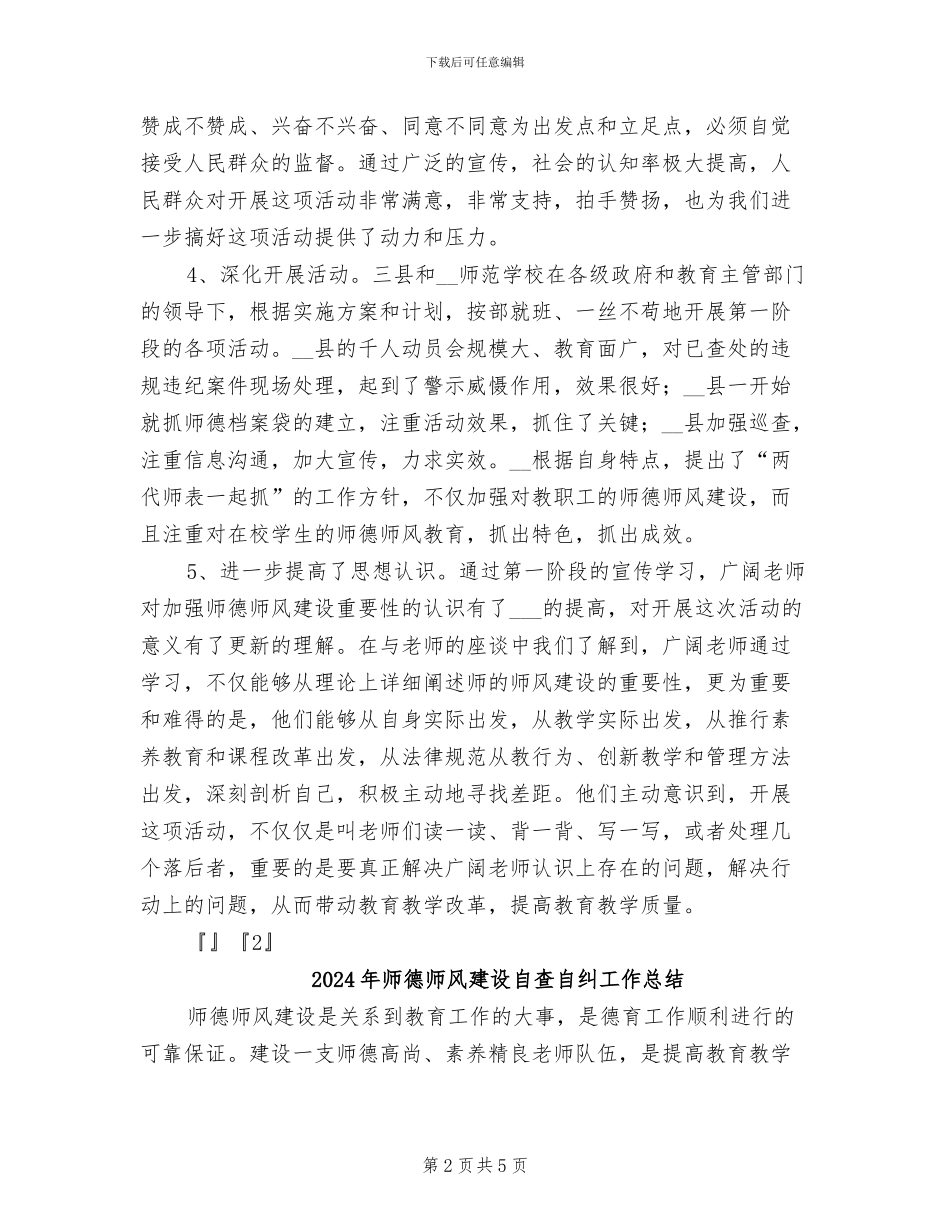2024年师德师风建设活动督察总结_第2页