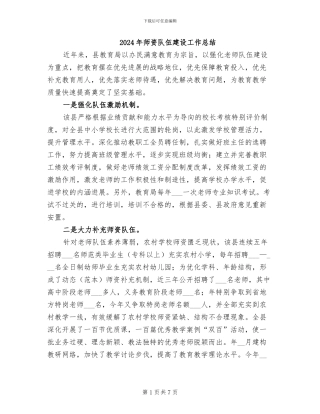 2024年师资队伍建设工作总结