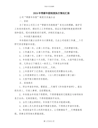 2024年带薪年假制度执行情况汇报