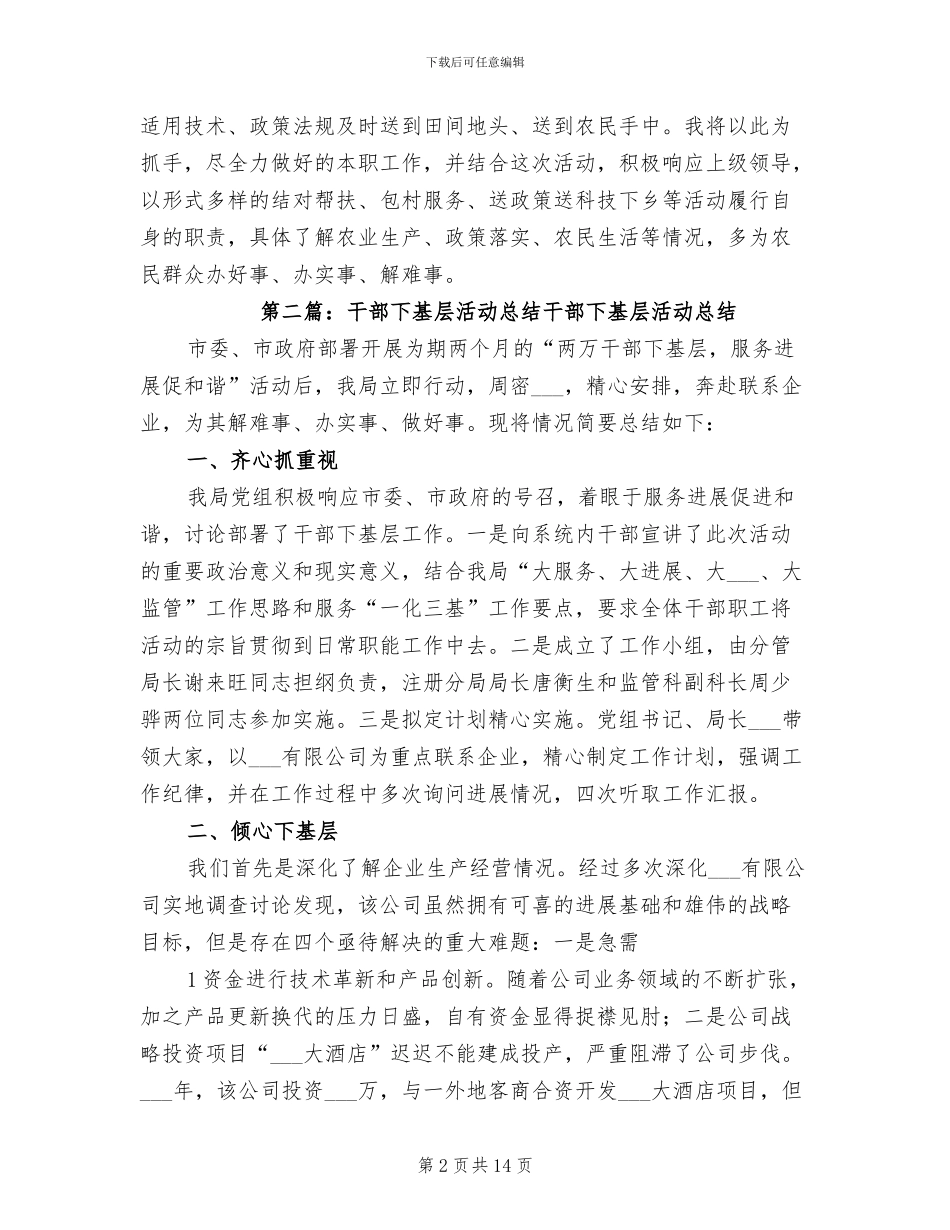 2024年干部下基层活动总结_第2页