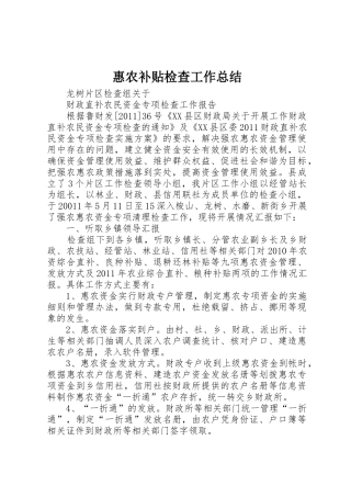 惠农补贴检查工作总结