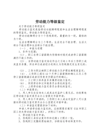 劳动能力等级鉴定