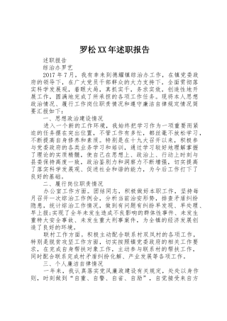 罗松XX年述职报告