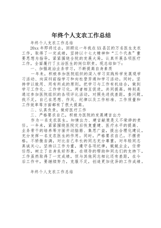 年终个人支农工作总结