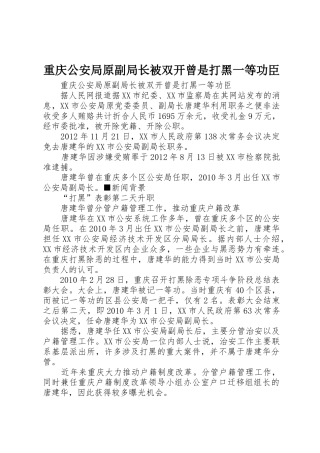 重庆公安局原副局长被双开曾是打黑一等功臣