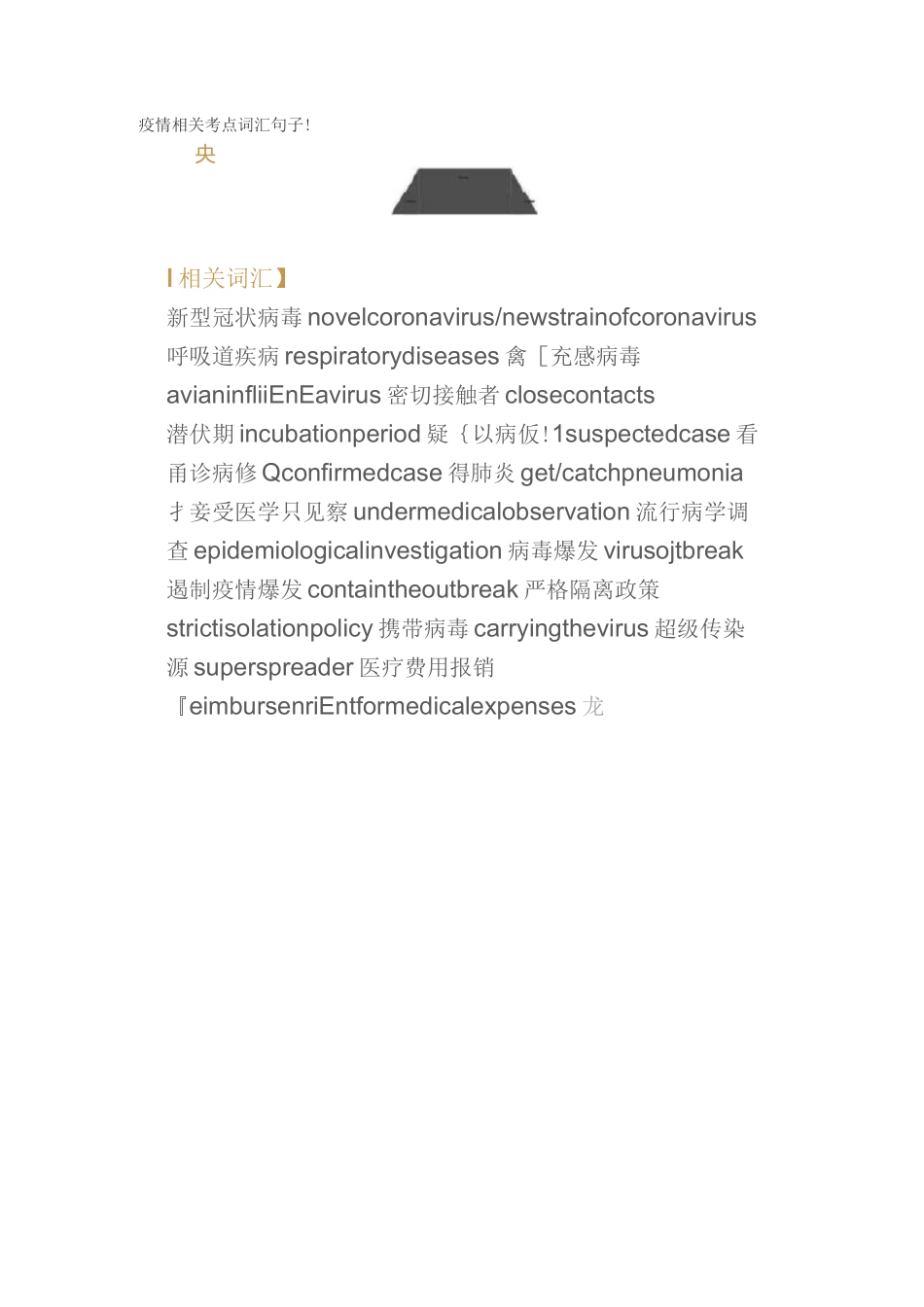 疫情相关考点词汇句子_第1页