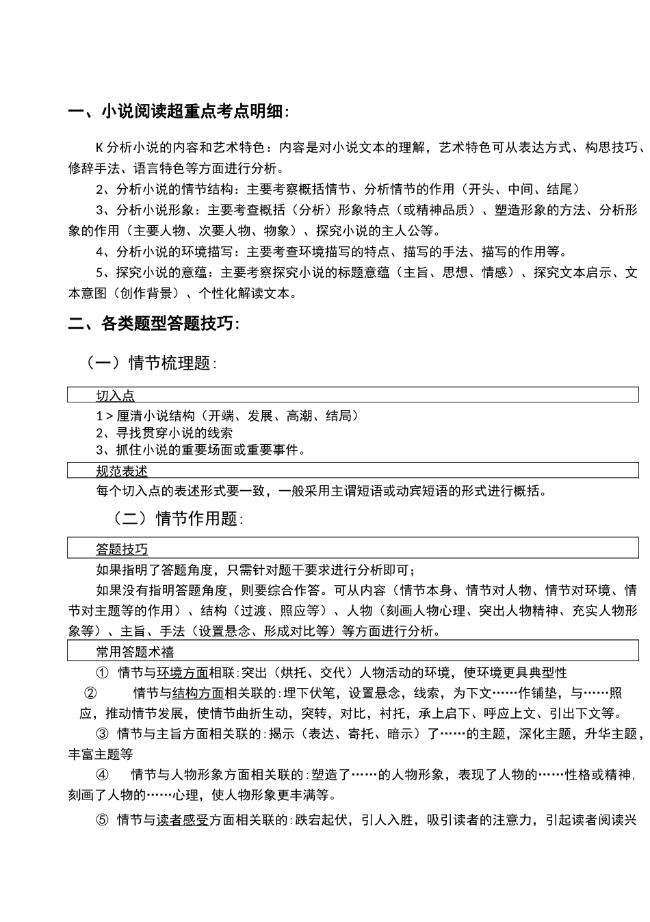 小说阅读超重点之情节_第1页