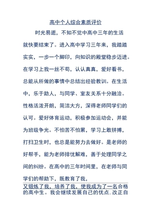 高中个人综合素质评价