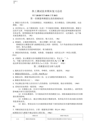 热工测试技术期末复习总纲