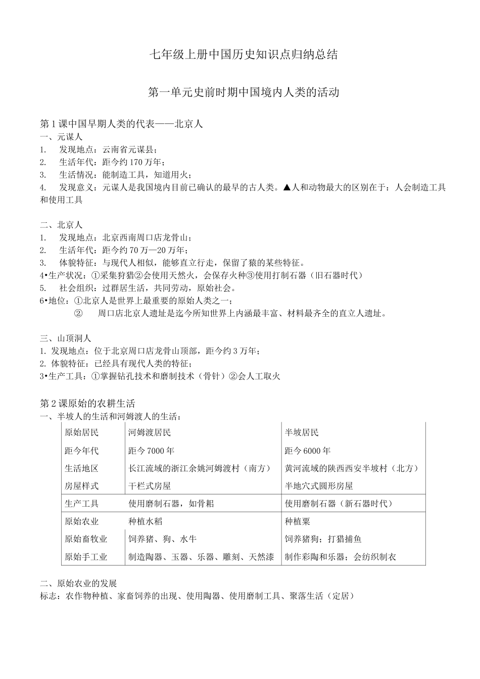 部编版七年级上册历史提纲式复习(知识点)_第1页