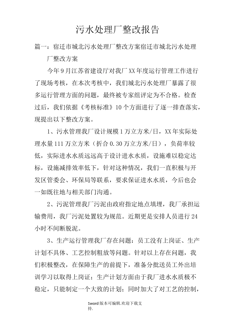 污水处理厂整改报告_第1页