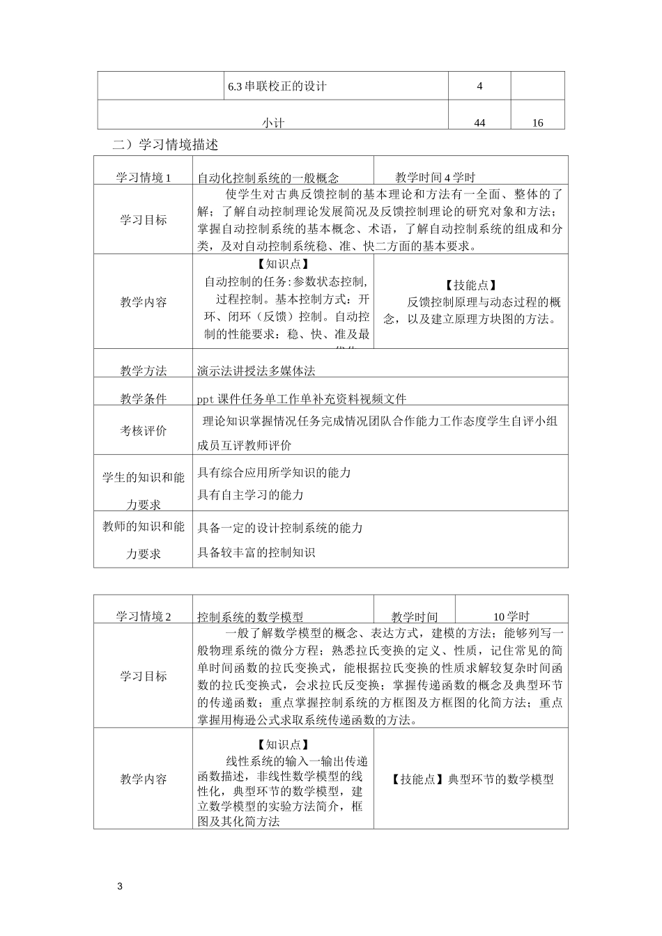 自动控制原理与系统课程标准_第3页