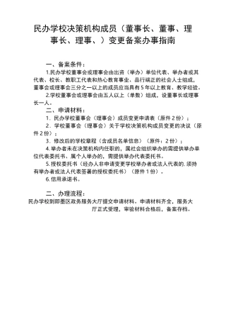 民办学校决策机构成员(董事长、董事、理事长、理事、)