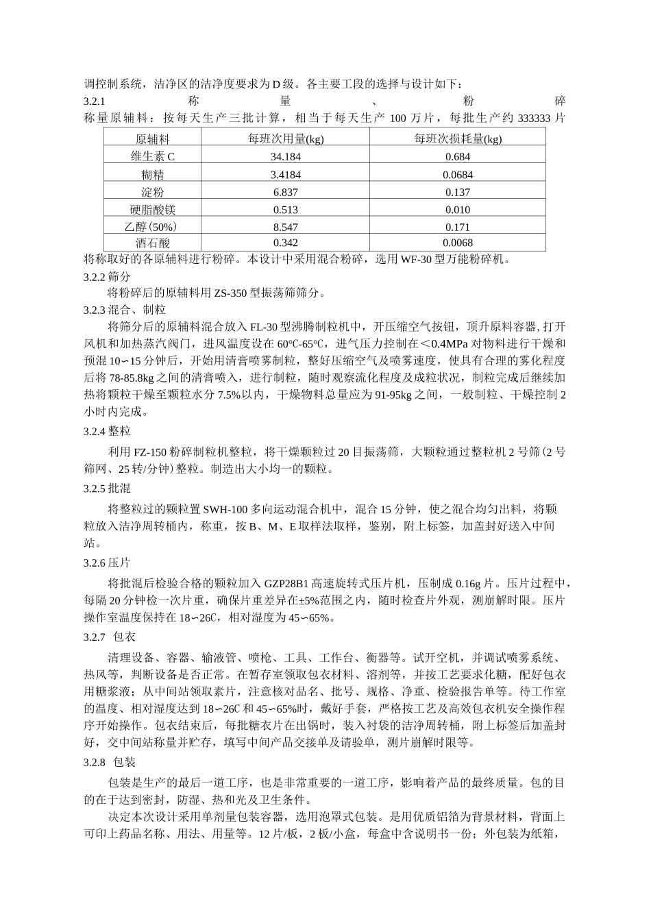 维生素C片车间工艺设计_第3页