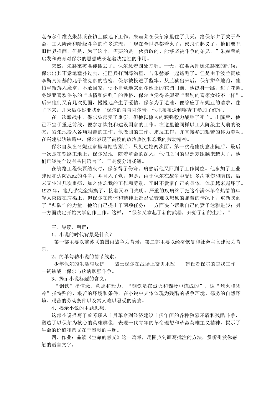 钢铁是怎样炼成的教案_第2页