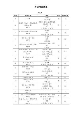 办公用品清单