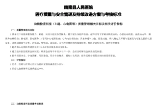 功能检查科室医疗质量管理与持续改进相关目标及质量考核标准